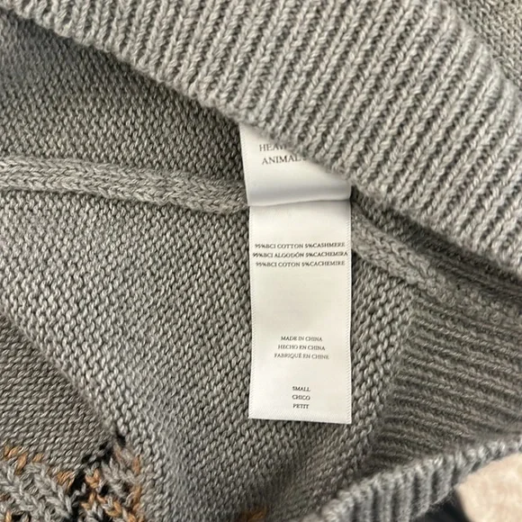 RAILS PERCI HEATHER GRAY ANIMAL STARS CASHMERE BLEND KNIT SWEATER - Picture 9 of 9